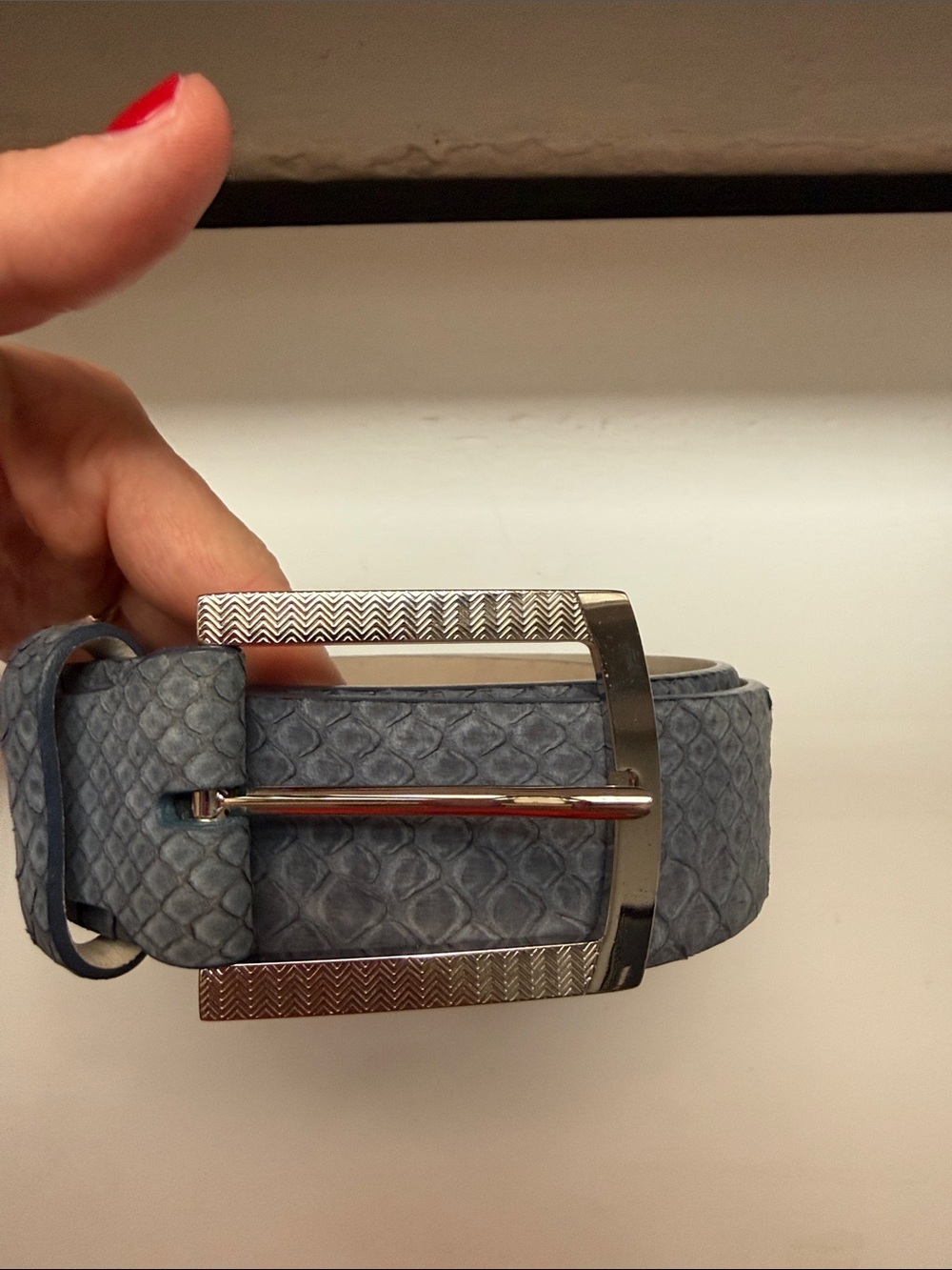 Brioni Men's Blue/Grey Genuine Python Leather Belt
